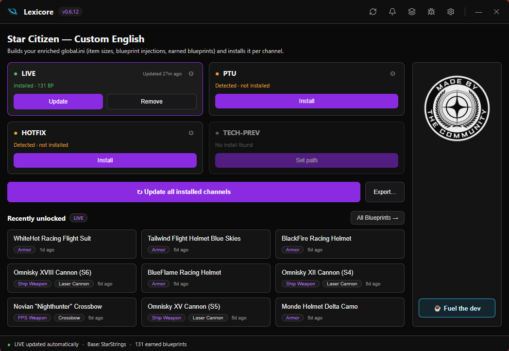 Lexicore app window
